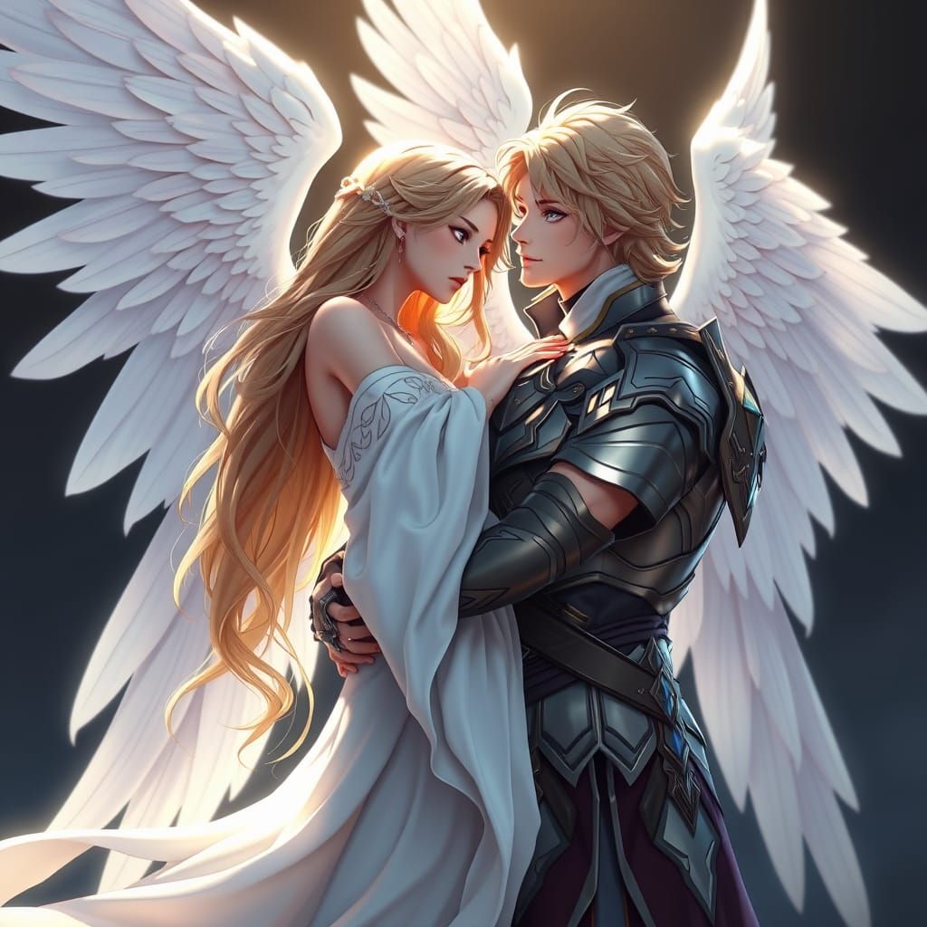 Ethereal Angel Reunion in Vibrant Anime Style