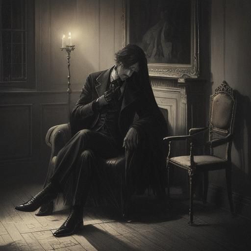 Vampire's Tea Party: A Gothic Film Noir Illustration