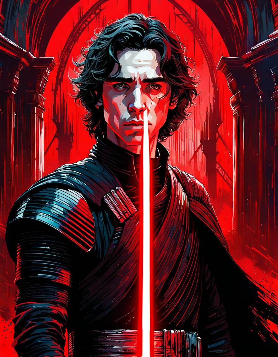 Kylo Ren Portrait in Mixed Media Style