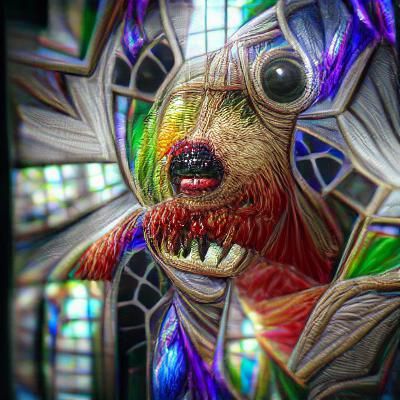 Nightmarish Fish in Stained Glass Style