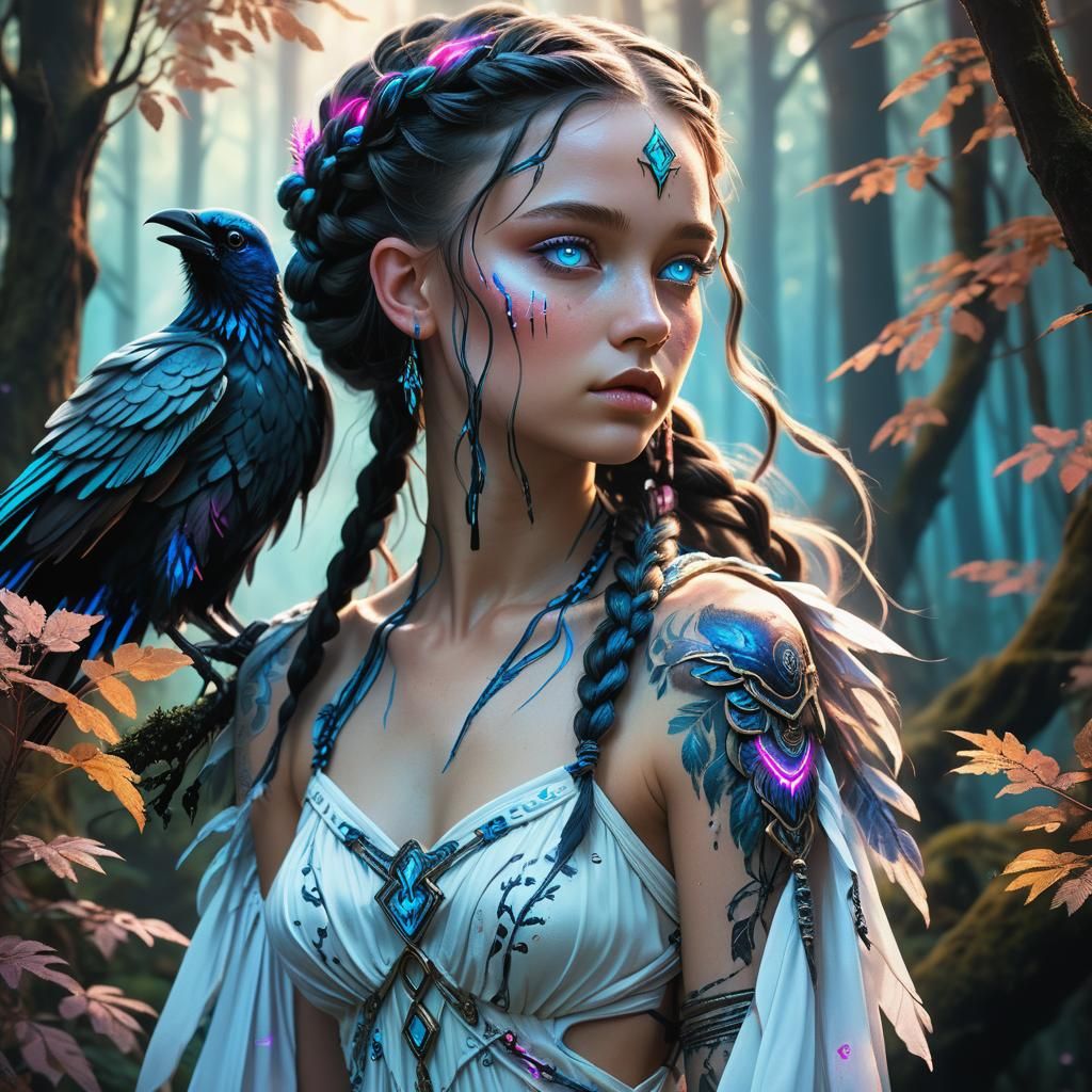 Majestic Nymph in Neon Fairy Forest