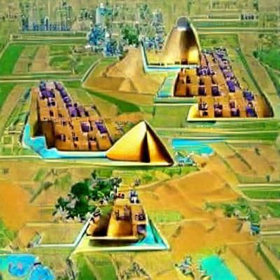 Majestic Pyramids of Giza, Digital Illustration