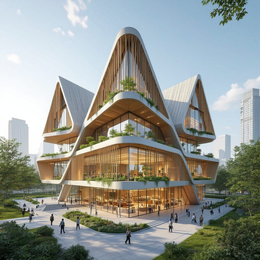 Futuristic Timber Pyramid Primary School Design