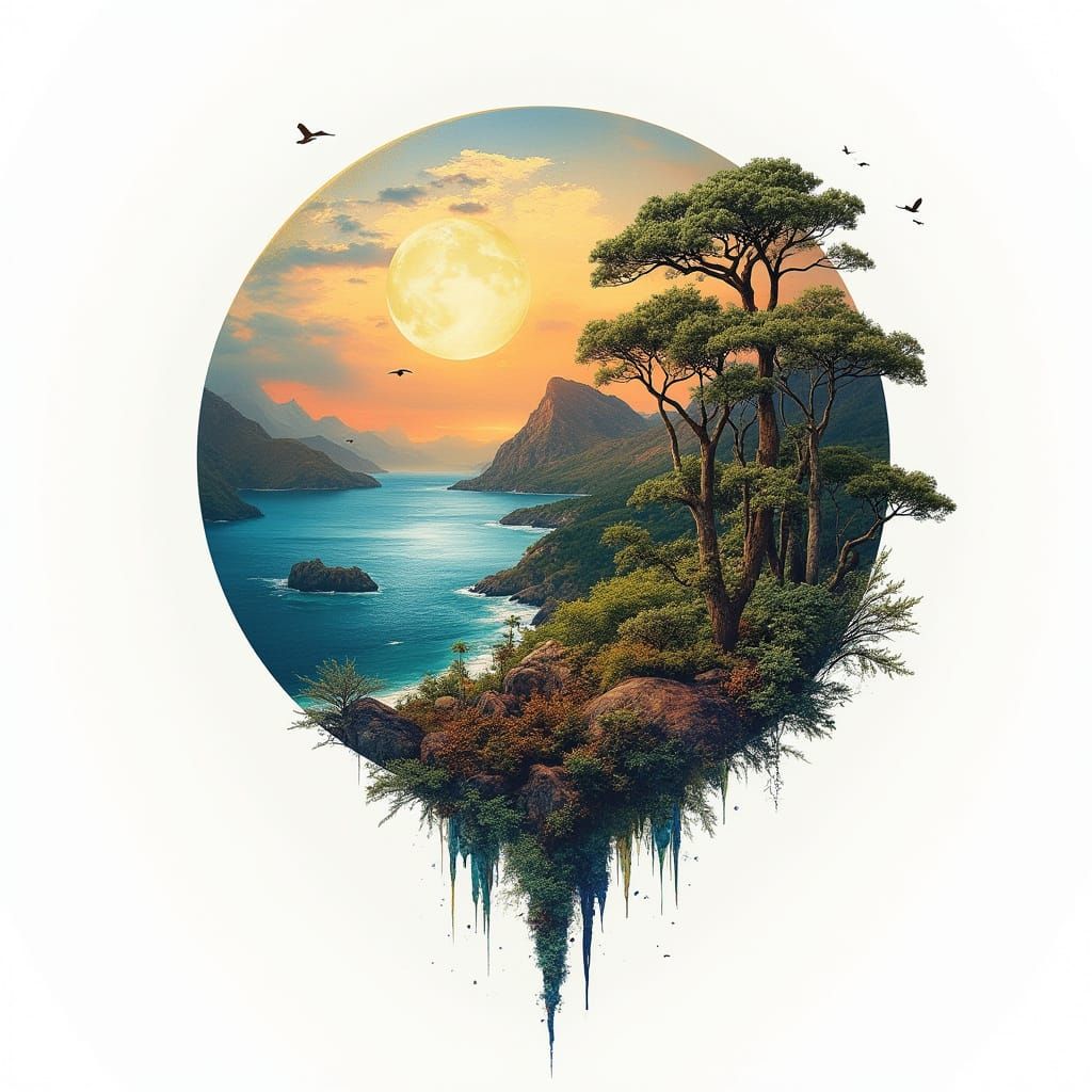 Earthly Tapestry in Vibrant Collage Style