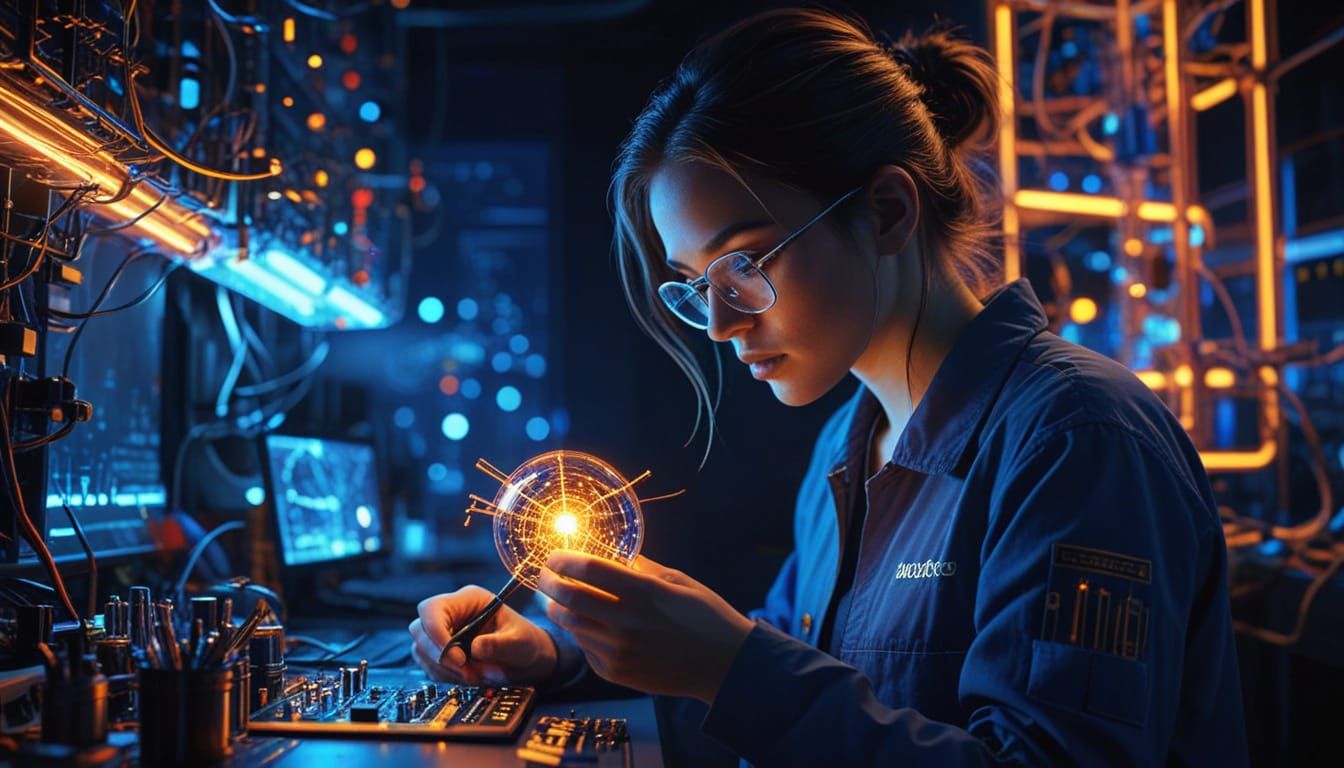 Futuristic Lab Scene in Neon Digital Art