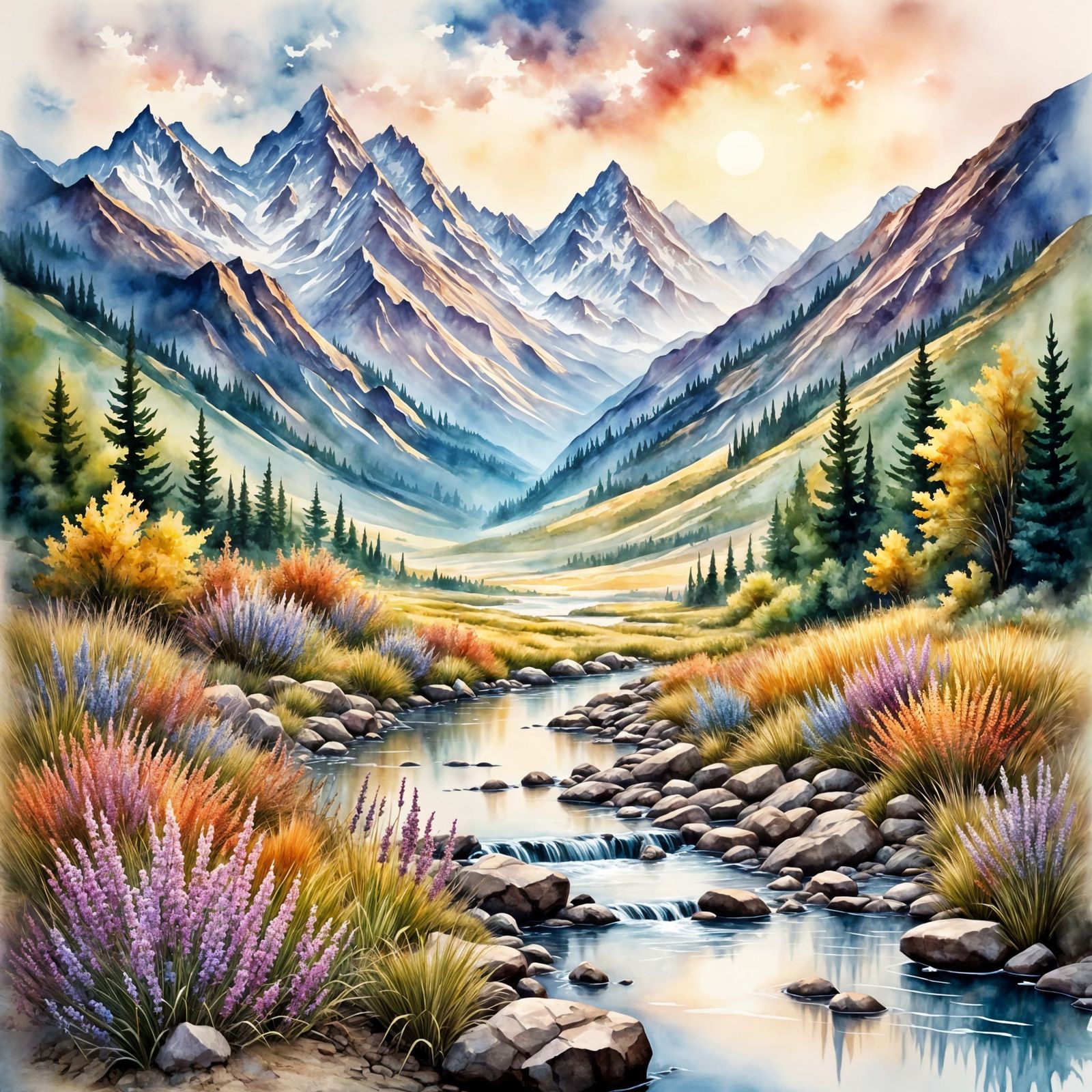 Mountain Peaks Unfurl in Soft Morning Light