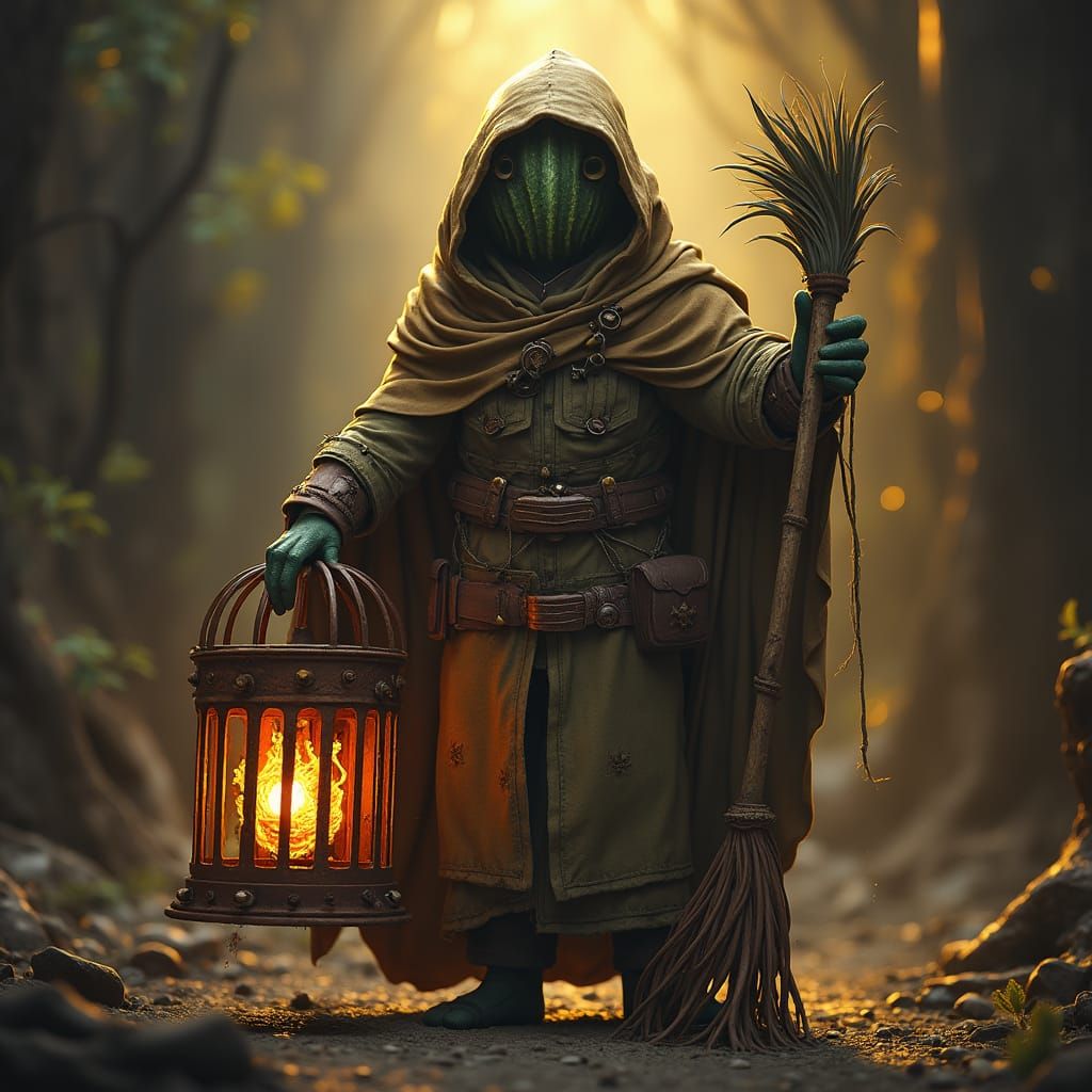 Heroic Cactus Figure in Dark Fantasy Style
