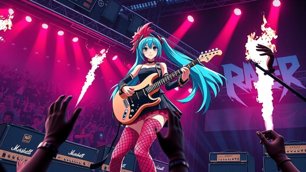 Futuristic Pop Star Rocks Heavy Metal Concert