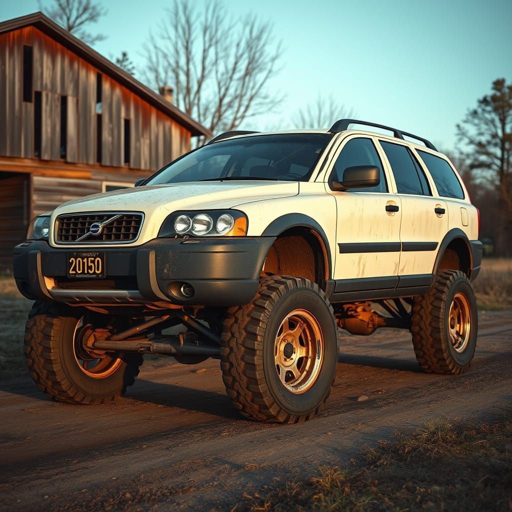 Volvo XC70 on Mud Tires: Digital Art Style