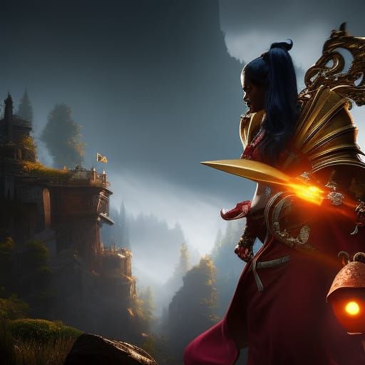 Hyperrealistic Female Boxer in Dark Fantasy Style