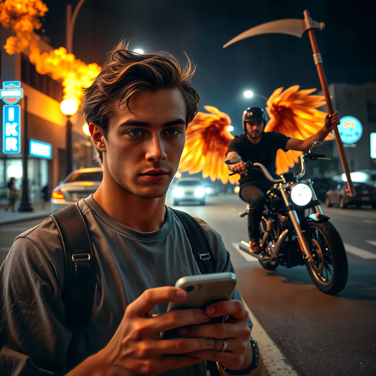 Dramatic Horror Portrait: College Athlete Confronts Angel of...