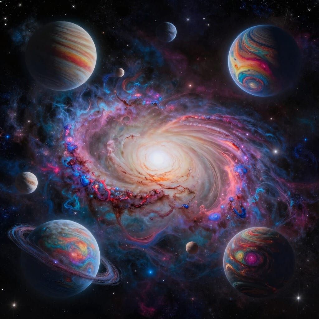 Vibrant Cosmic Galaxy with Glowing Nebulae