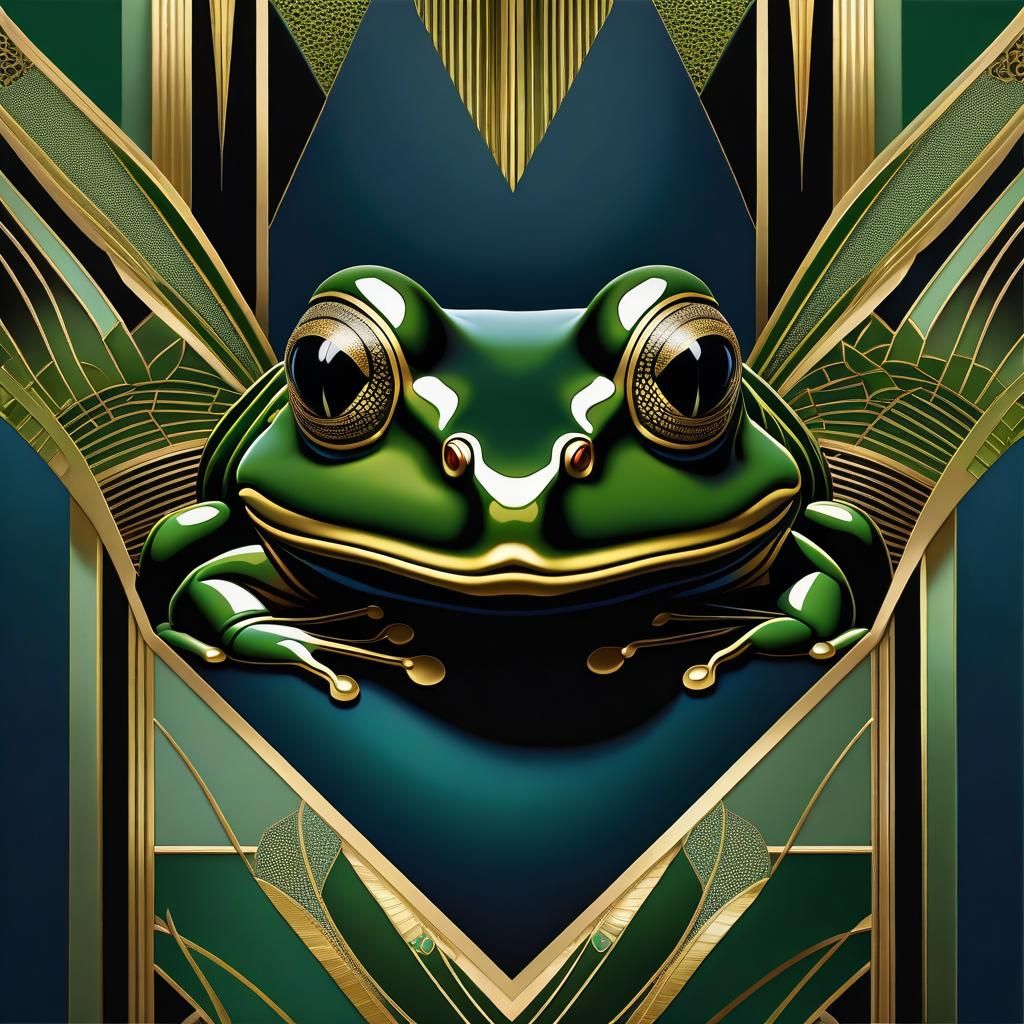 Art Deco Portrait of Sinister Frog