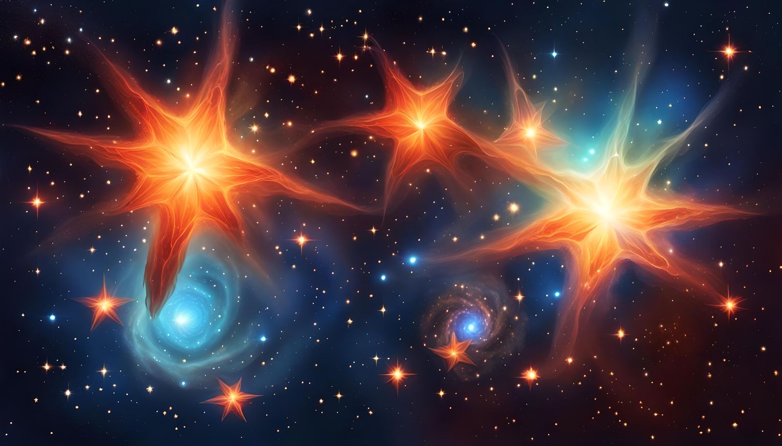 Double-Double Star System in Naive Art Style