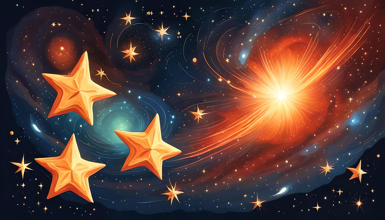 Double Star System in Naive Art Style