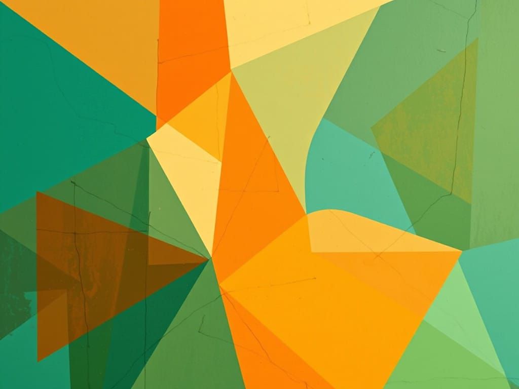 Medieval Geometric Art in Teal and Sienna