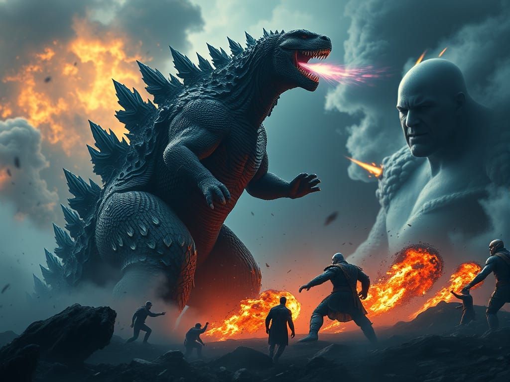 Godzilla Battles Thanos in a Dramatic, Surreal Epic Cinemati...