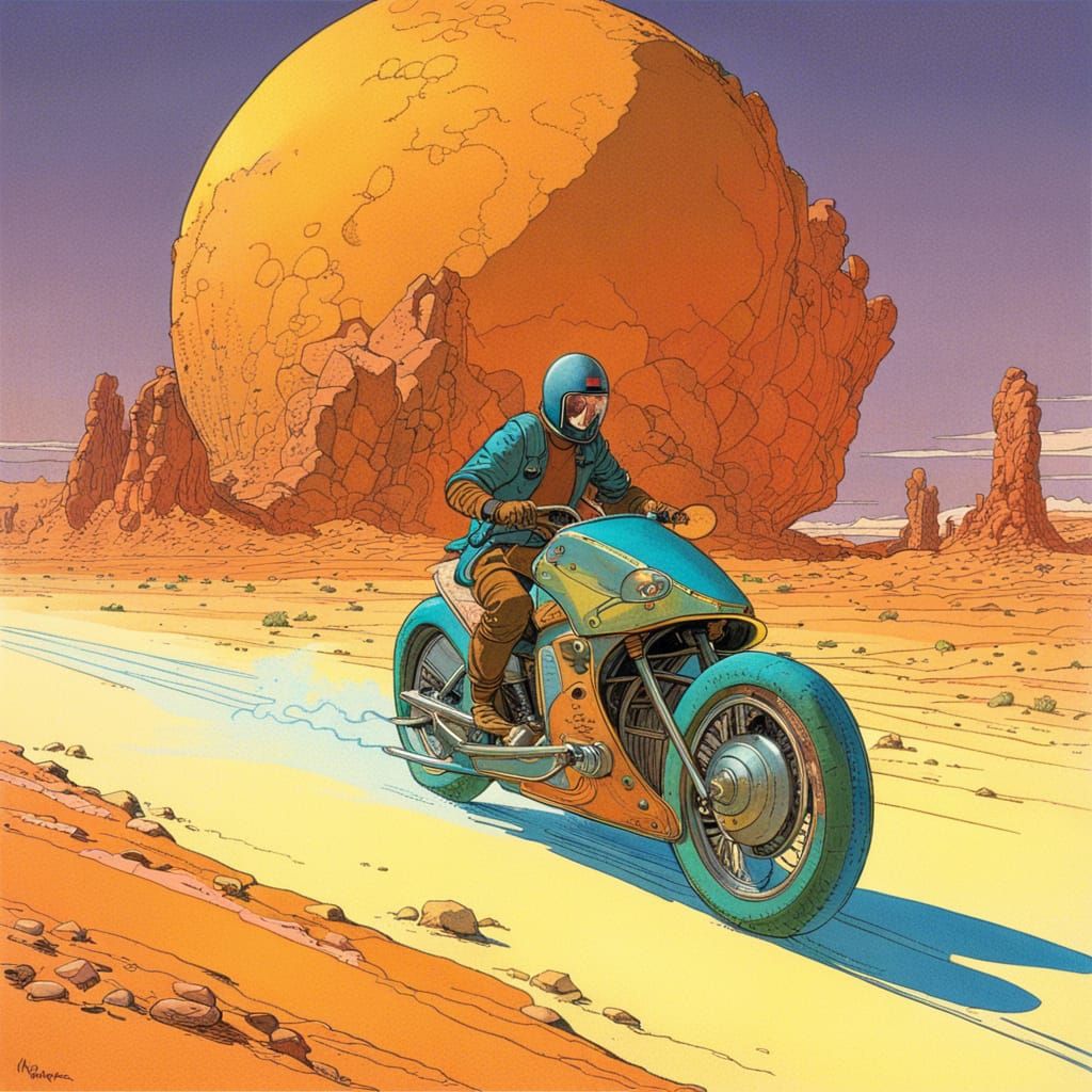 Desert Hoverbike Race in Comic Art Style