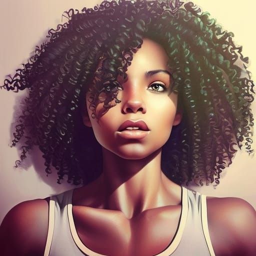 Beautiful Black Woman Portrait in Artgerm Style
