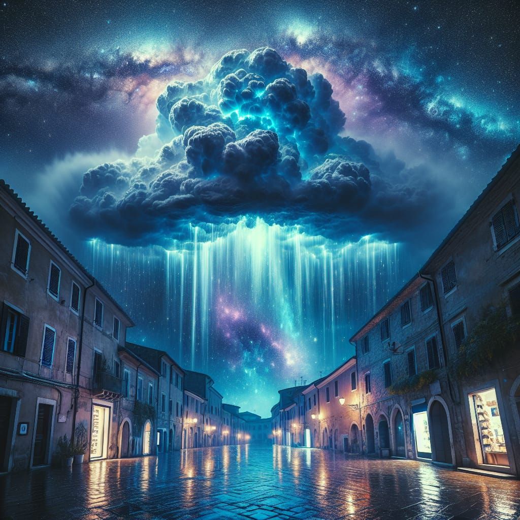 Cosmic Storm Unfolds over Ancient Metropolis