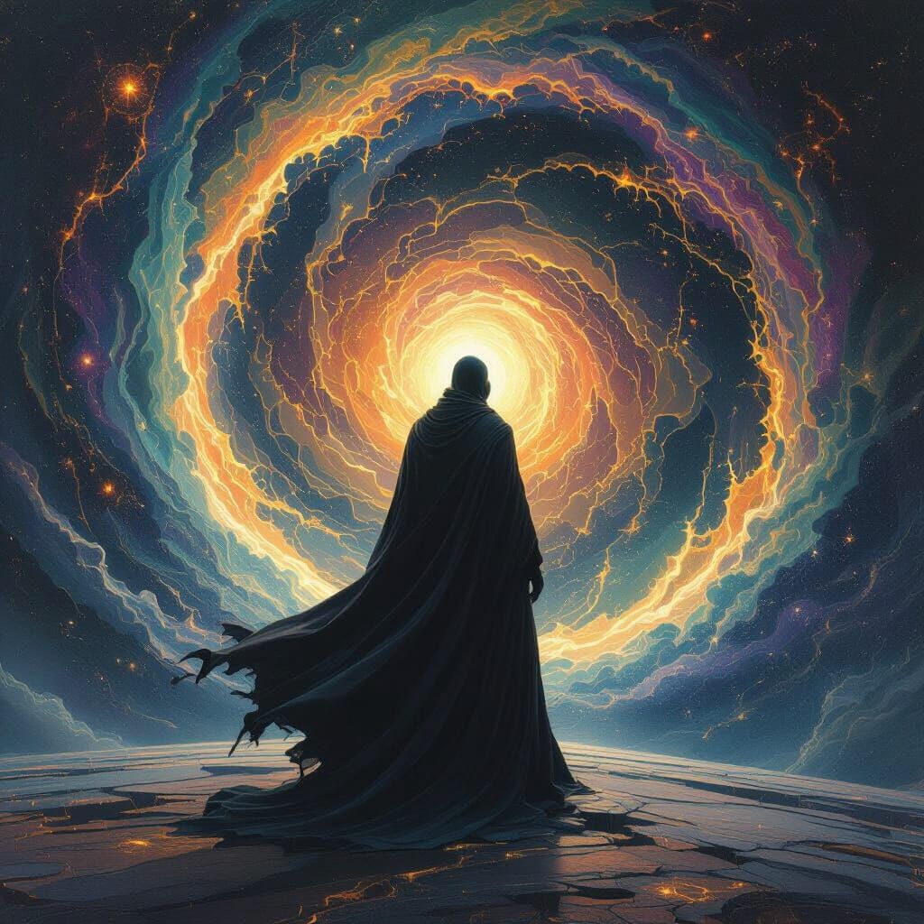 Cosmic Silhouette in Psychedelic Style