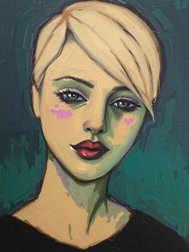 Impasto Portrait of a Confident Young Woman