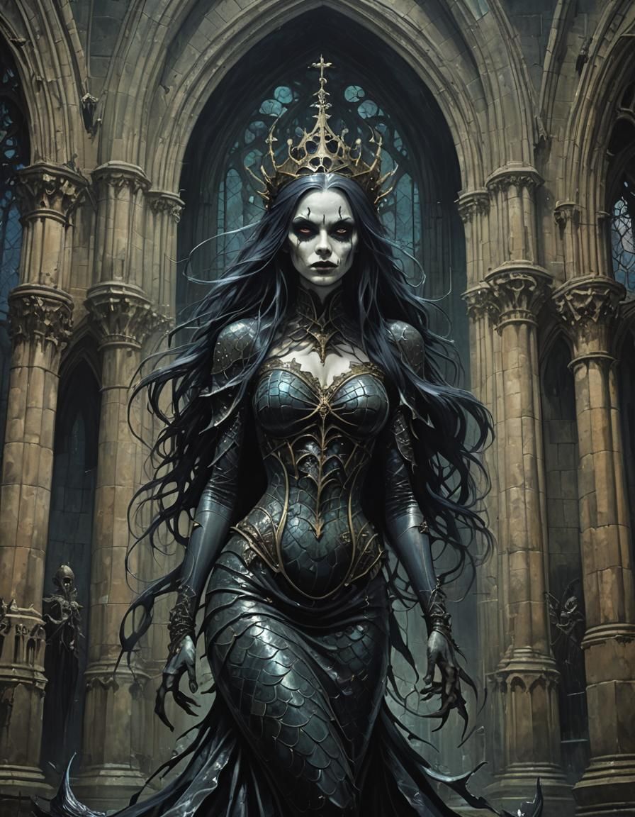 Sinister Gothic Cathedral Mermaid