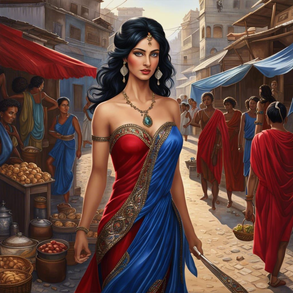 Goddess Handing Out Food in City Slums
