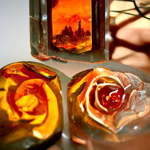 Roses Encased in Amber: Detailed Matte Painting