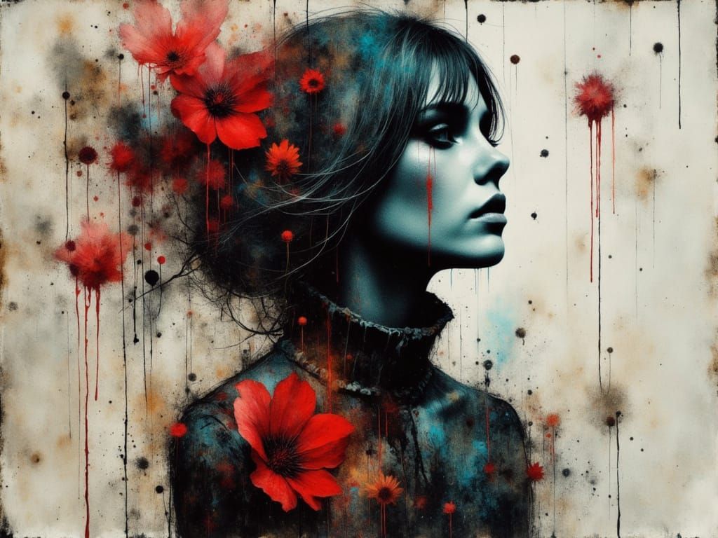 Chaotic Female Figure in Psychedelic Watercolor and Alcohol ...