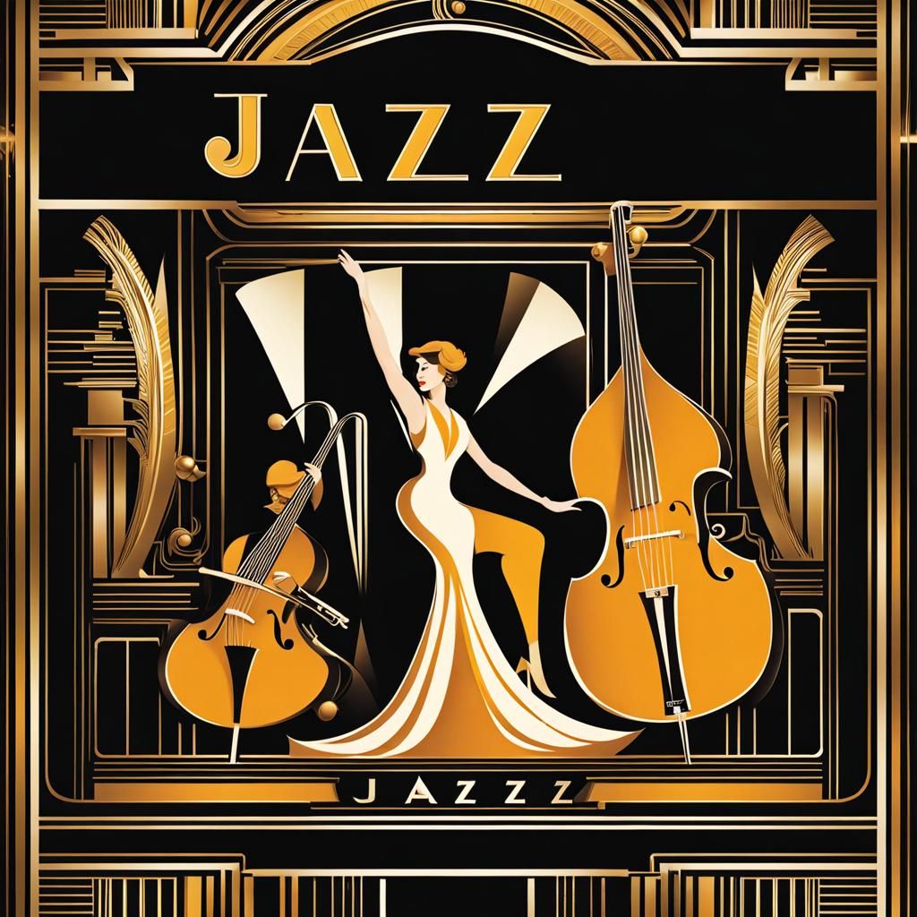 Art Deco Jazz Magazine Cover in Contrasting Colors