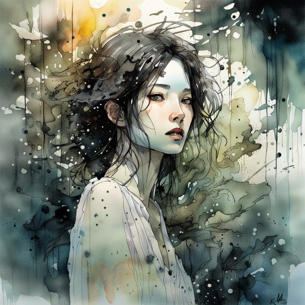 Enchanted Forest Woman: Watercolor Manhwa Portrait