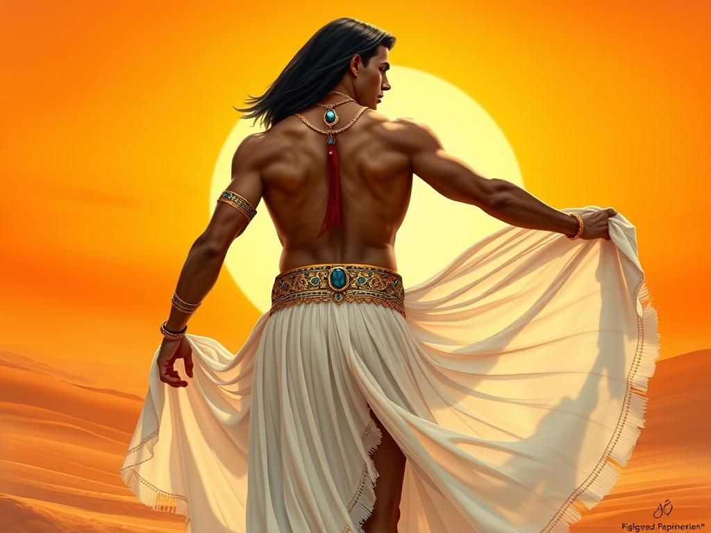 Egyptian Male Belly Dancer in Art Deco Style