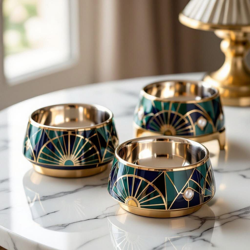 Art Deco Luxury Pet Bowls and Stands