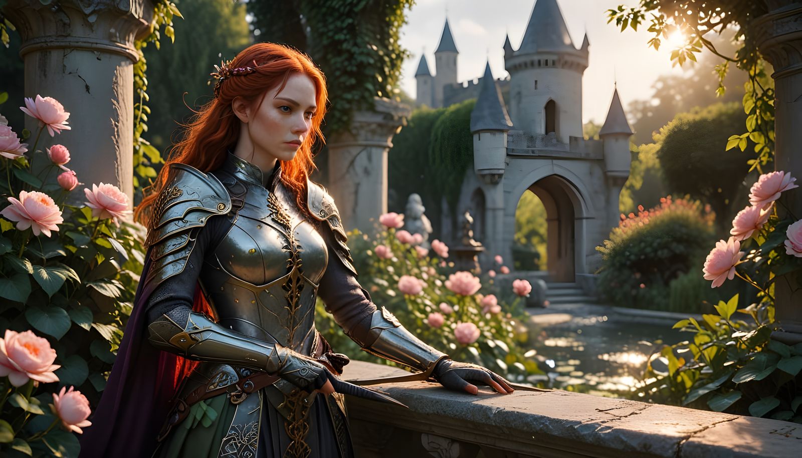 Garden Warrior in Elegant Steel Armor