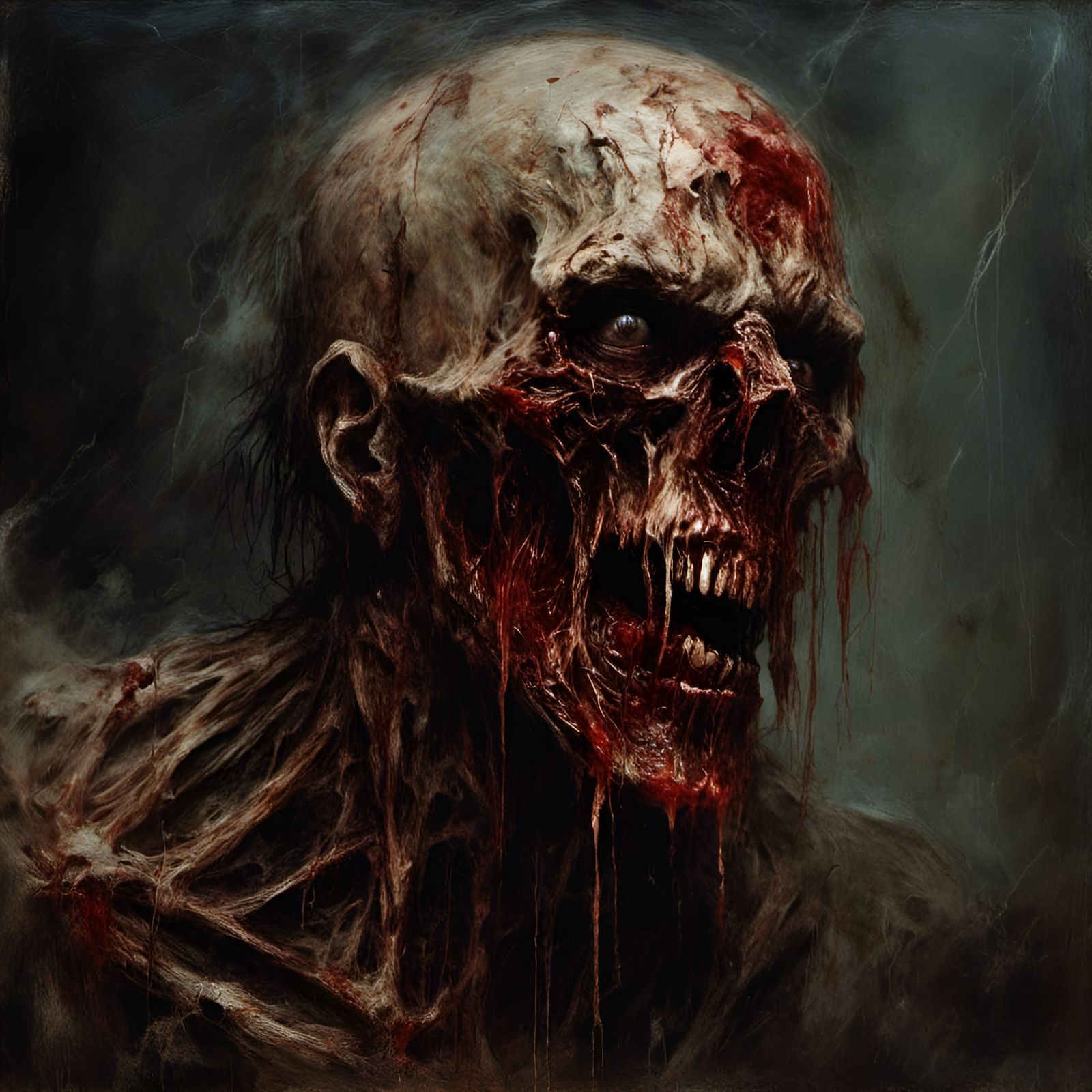 Rotting Zombie Head in Death Metal Style