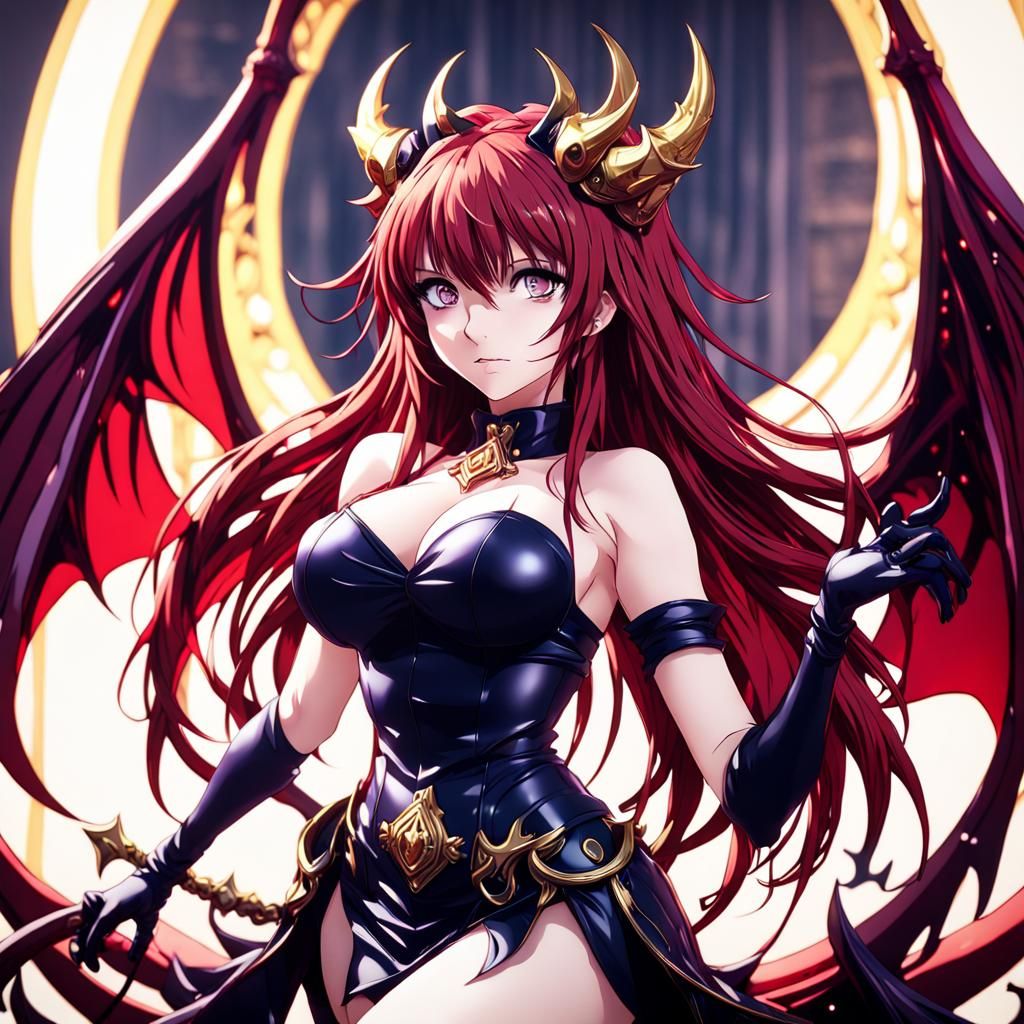 Hyperdetailed Rias Gremory in Dark Fantasy Style