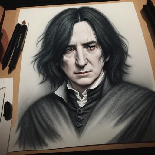 Detailed Charcoal Drawing of Severus Snape