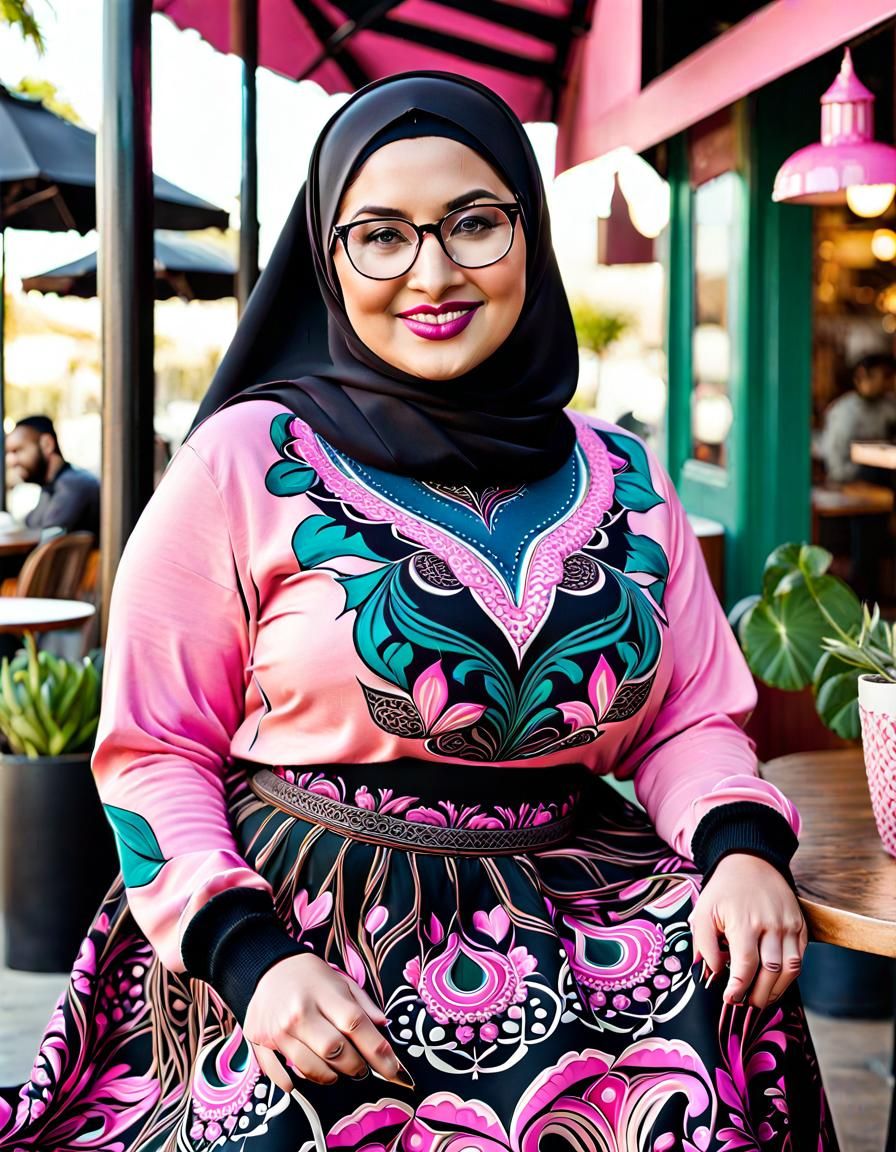 Psychedelic Hijabi Woman Portrait in Pop Art Style