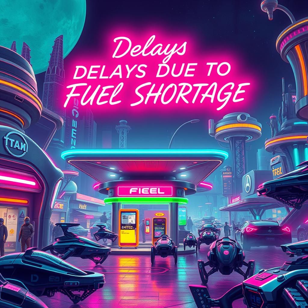 Futuristic Alien Gas Station with Hovering Vehicles