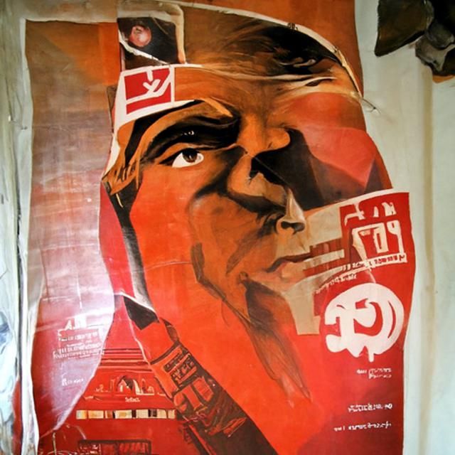 Soviet Propaganda Poster of Cartoon Man