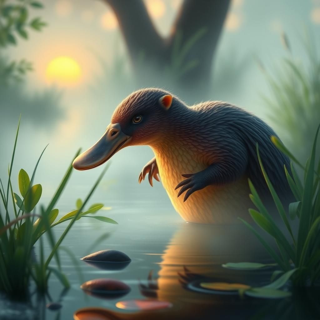 Duck-Billed Platypus in Pastel Dreamscape