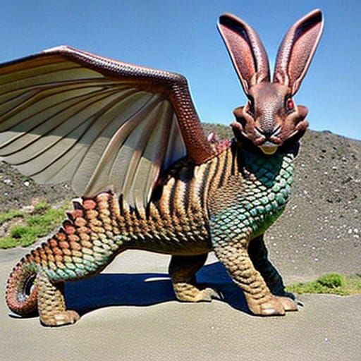 Photorealistic Scaled Dragon Bunny Hybrid Creature