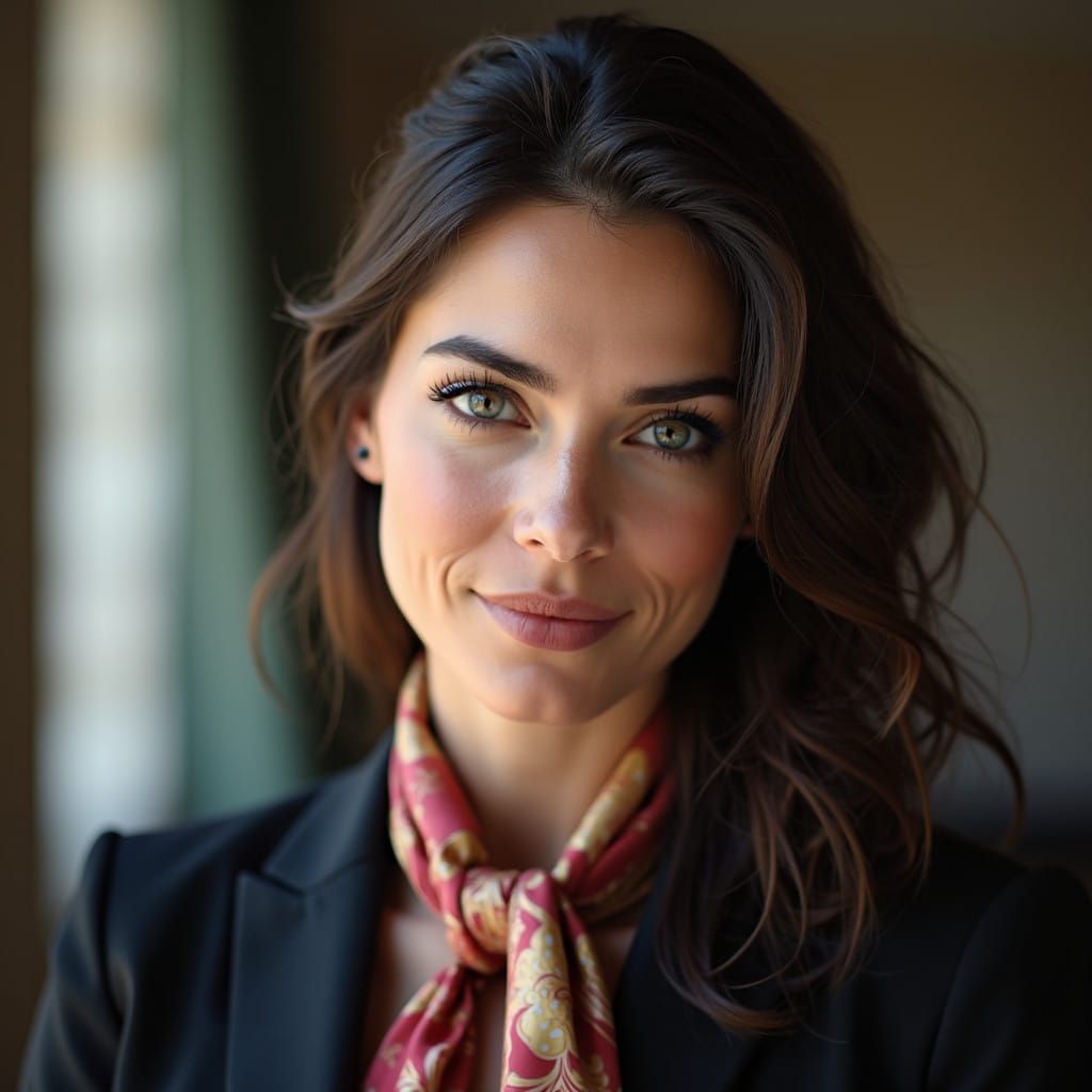 Elegant Businesswoman in Silk Suit
