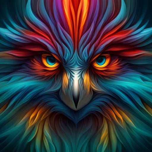 Vivid Owl Face in Papercut Style