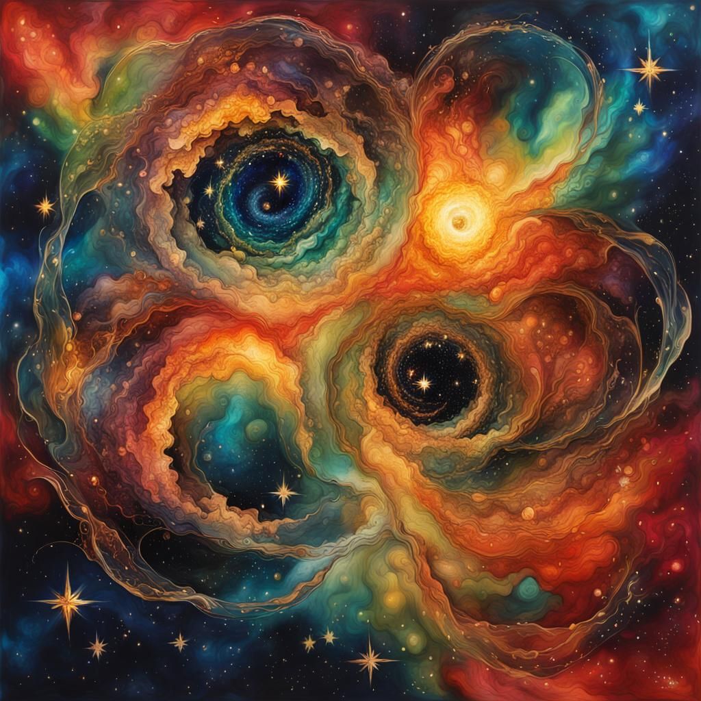 Binary Stars in Maelstrom: Abstract Realism Art