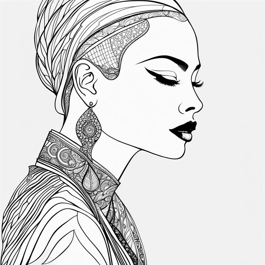 Minimalist Profile Portrait in Pen and Ink