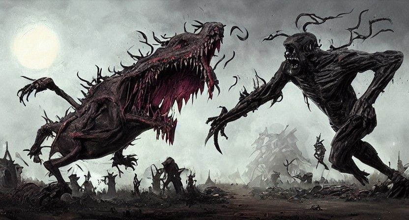 Monstrous Coffin Ambush in Dark Fantasy Style