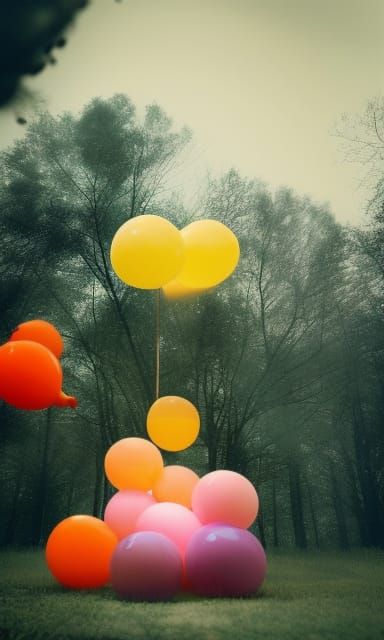 Balloon Tree: Pop Art in Watercolor Style