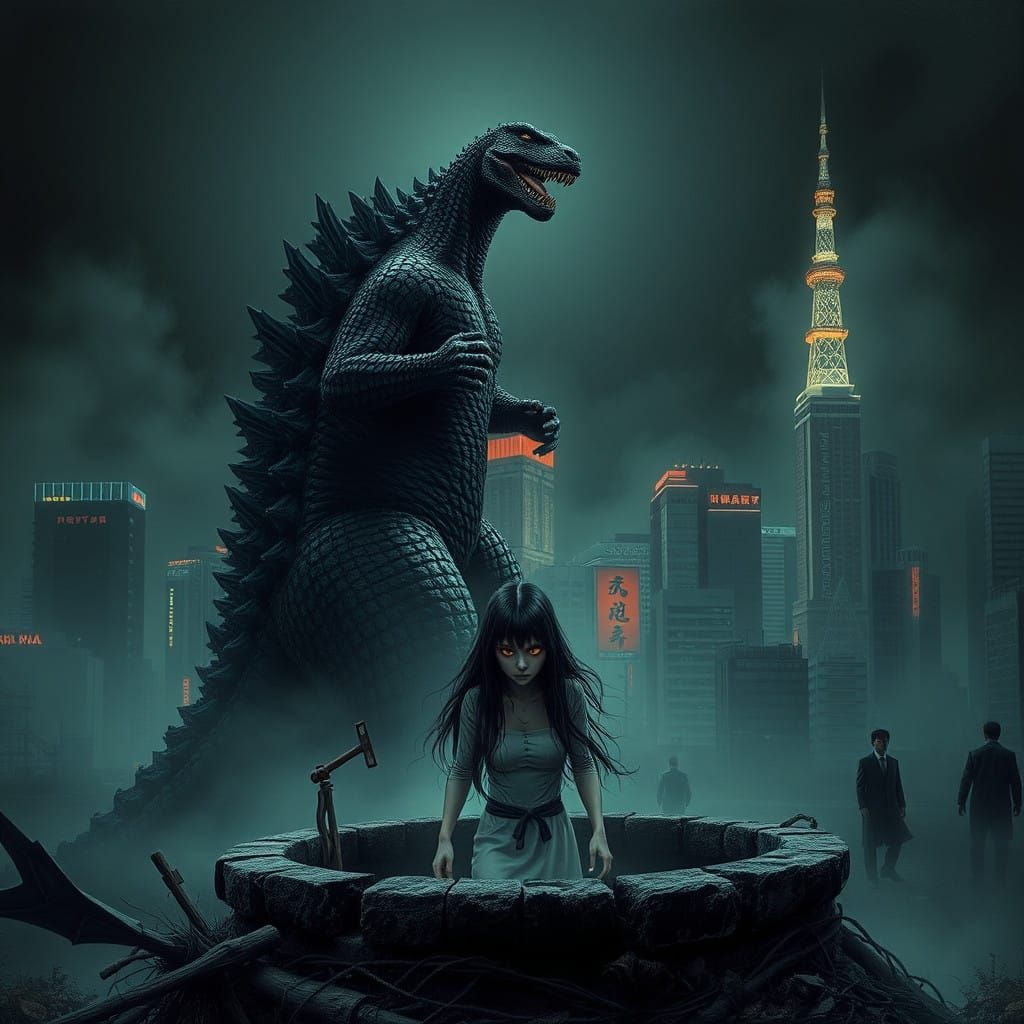 Godzilla Meets a Vengeful Spirit in Haunting Tokyo Scene